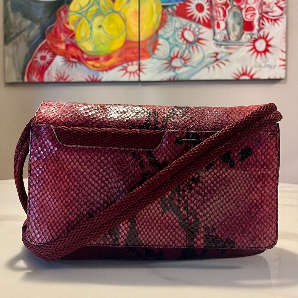 MIU MIU Python Snakeskin Mini Shoulder Bag Burgundy - Picture 13 of 16